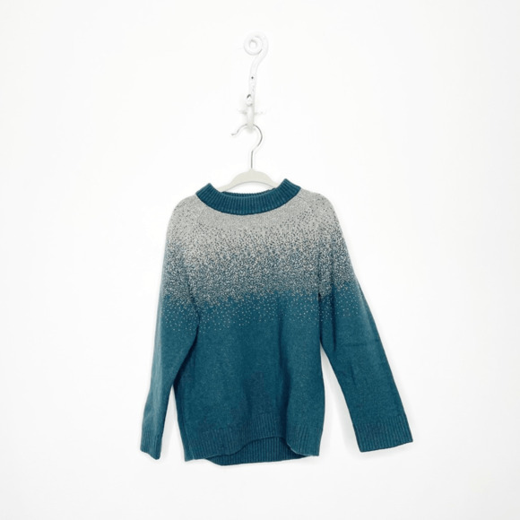 COS KIDS Relaxed fit crewneck SWEATER teal metallic silver accents girls 4-6 - Picture 1 of 6